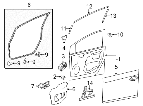 2015 Toyota Prius Stripe, Front Door Outs Diagram for 75965-47010