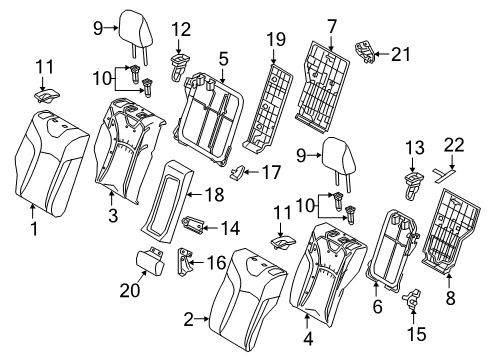 2018 Toyota Prius Prime Headrest, Gray, Rear Diagram for 71940-47520-B6