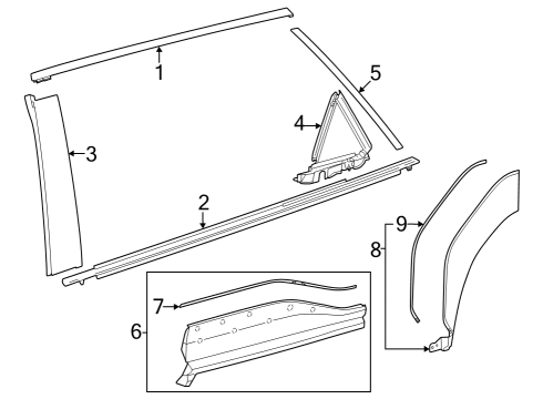 2023 Toyota bZ4X MOULDING, RR DOOR WI Diagram for 75766-42020