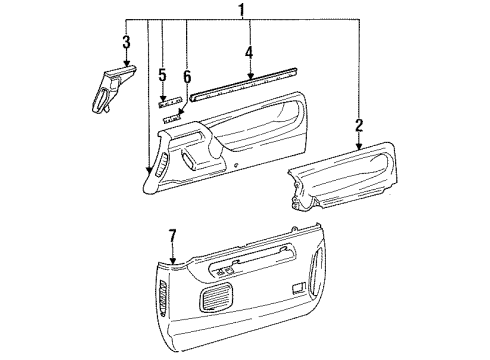 1993 Toyota Previa Interior Trim - Door Diagram