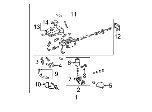 2004 Toyota Tacoma Brake Booster Assy, W/Master Cylinder Diagram for 47050-35020