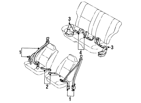 1985 Toyota Tercel Belt Assy, Rear Seat Lap Type, LH Diagram for 73340-16130-01