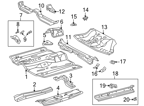 2005 Toyota Celica Floor & Rails Diagram