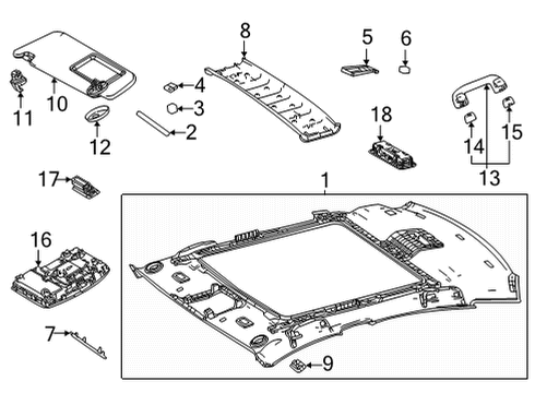 2022 Toyota Mirai Interior Trim - Roof Diagram 1 - Thumbnail