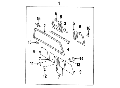 1986 Toyota Pickup Back Glass Diagram 2 - Thumbnail