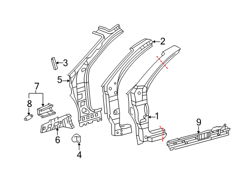 2018 Toyota Sienna Hinge Pillar Diagram