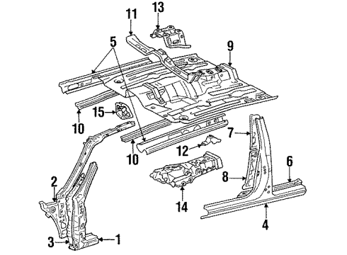 1993 Toyota Tercel Pillar, Front Passenger Side Diagram for 61023-16072