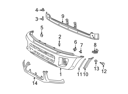 2002 Toyota RAV4 Stay, Front Bumper LH Diagram for 52146-42020