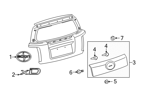 2014 Scion xD Exterior Trim - Lift Gate Diagram