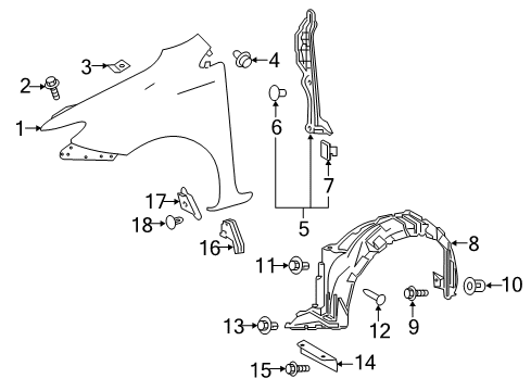 2017 Toyota Corolla iM Panel, Front Fender, RH Diagram for 53811-12C10