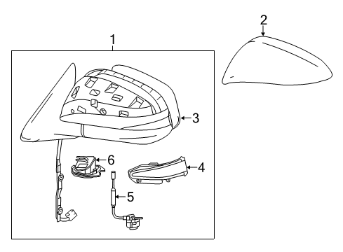 2019 Toyota Highlander Outside Rear View Driver Side Mirror Assembly Diagram for 87940-0E282