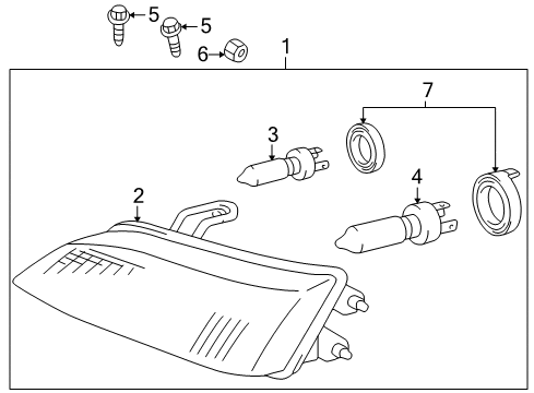 2002 Toyota Corolla Driver Side Headlight Assembly Diagram for 81150-02100