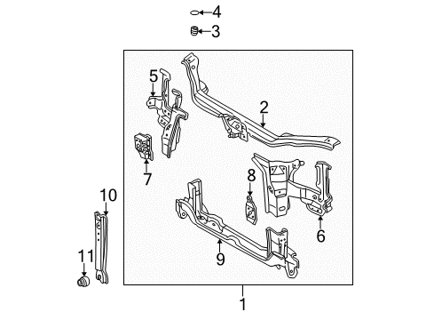 2003 Toyota Sienna Support Sub-Assy, Radiator, RH Diagram for 53202-08010