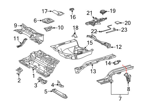 2009 Scion xD Pan, Rear Floor Diagram for 58311-52141