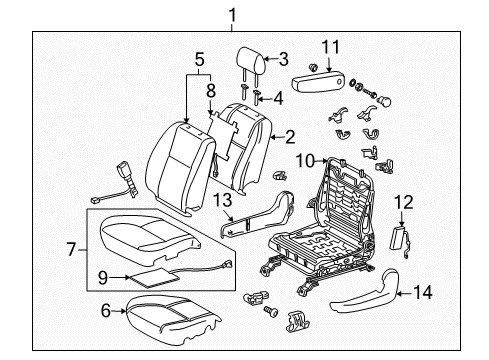 2006 Toyota Tundra Front Seat Back Cover, Right(For Separate Type) Diagram for 71073-0C310-E1