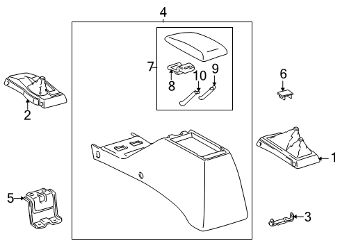 1996 Toyota Tacoma Box, Console, Front GRAY Diagram for 58802-35190-B0