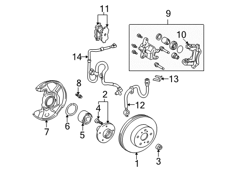 2003 Toyota Celica Front Brakes Diagram