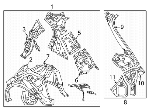 2020 Toyota Yaris Inner Quarter Panel, Driver Side Diagram for 61706-WB004