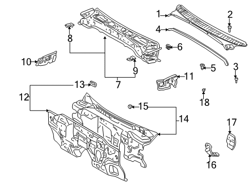 2004 Toyota Tacoma Cab Cowl Diagram 2 - Thumbnail