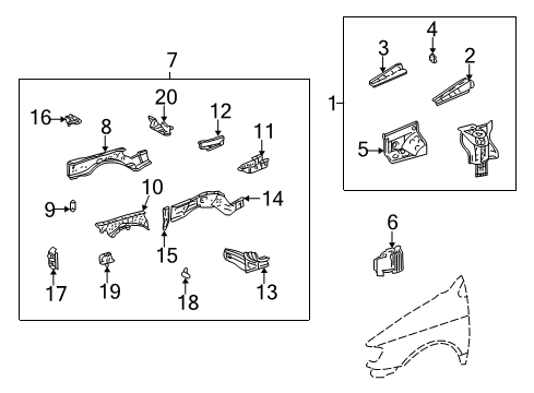 2002 Toyota Sienna Structural Components & Rails Diagram