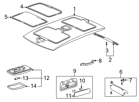 1997 Toyota RAV4 Interior Trim - Roof Diagram 1 - Thumbnail