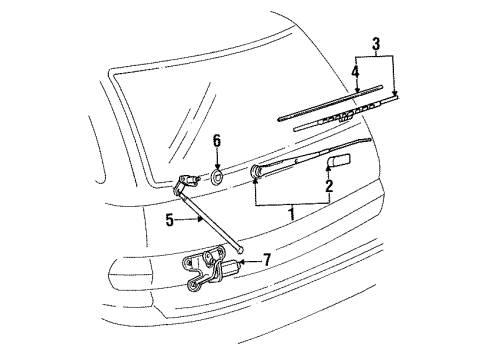 1991 Toyota Previa Rear Wiper Arm Assembly Diagram for 85241-28010