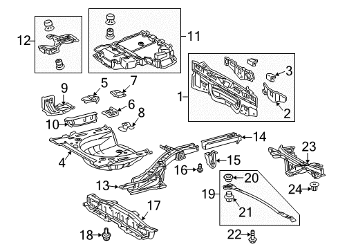 2014 Toyota Prius Rear Body Panel, Floor & Rails Diagram