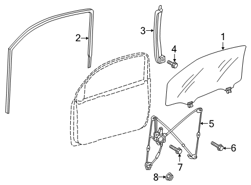 2015 Scion iQ Run, Front Door Glass Diagram for 68141-74012