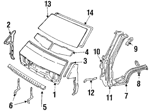 1988 Toyota Van Mirror Sub-Assembly, Inner Diagram for 87801-28030-13