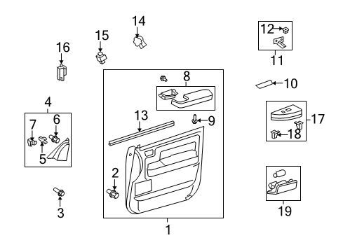 2007 Toyota Tundra Board Sub-Assy, Front Door Trim, LH Diagram for 67620-0C390-C0