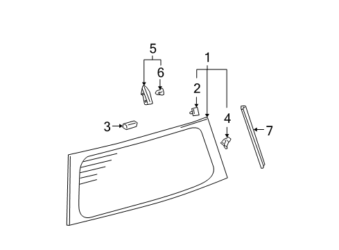 2005 Scion xB Lift Gate - Glass & Hardware Diagram