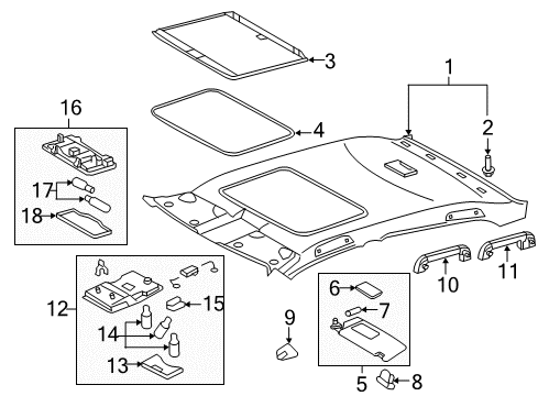 2006 Toyota Avalon Trim Sub-Assy, Sunshade Diagram for 63306-AC021-A0