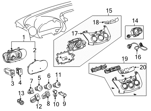 2009 Toyota RAV4 Switch, Hazard WARNI Diagram for 84332-0R010