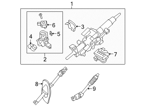 2015 Toyota Sequoia Column Assembly, Steering Diagram for 45250-0C270