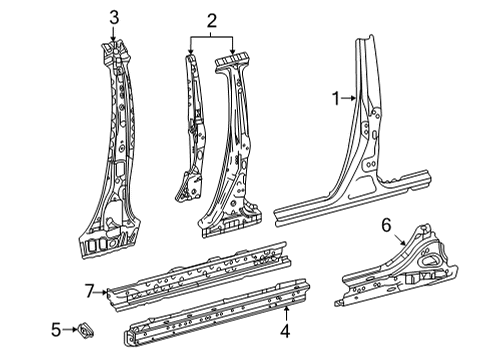 2019 Toyota Mirai Center Pillar & Rocker Diagram