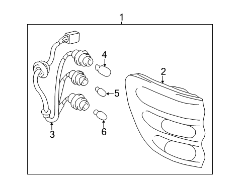 2003 Toyota Sequoia Socket & Wire,Rear Combination Diagram for 81555-0C020