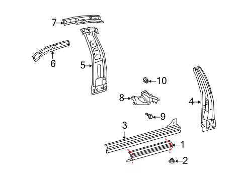 2000 Toyota Echo Center Pillar & Rocker Diagram 1 - Thumbnail