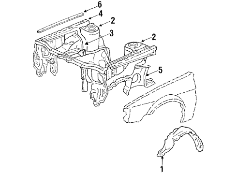 1984 Toyota Corolla Liner, Front Fender, RH Diagram for 53875-12080