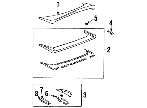 1992 Toyota MR2 Spoiler Sub-Assy, Rear Upper Diagram for 76091-17900