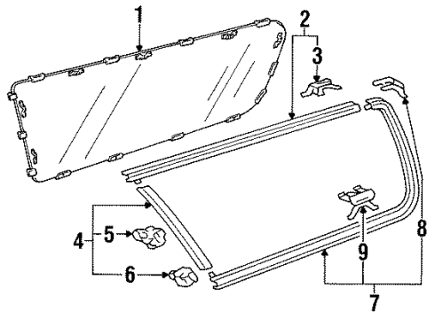 1994 Toyota Camry Quarter Panel - Glass & Hardware Diagram 2 - Thumbnail