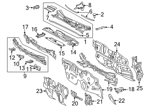 2022 Toyota Prius AWD-e Cowl Diagram