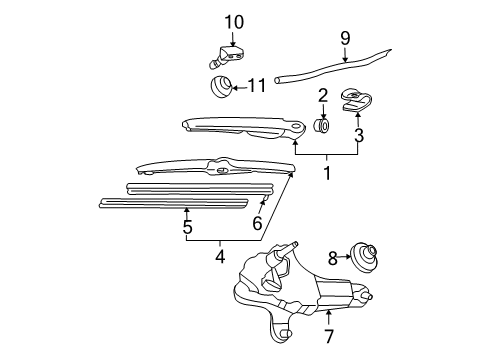 2007 Toyota RAV4 Wiper & Washer Components Diagram 1 - Thumbnail