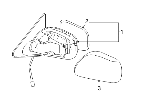 2011 Toyota Matrix Passenger Side Mirror Sub Assembly Diagram for 87908-02B00