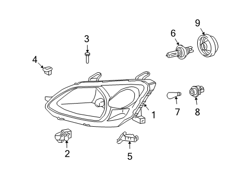 2004 Toyota Echo Headlamps, Electrical Diagram