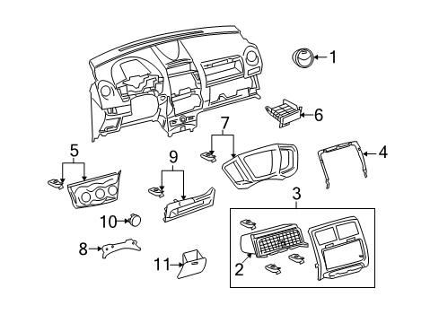 2011 Scion xD Cluster & Switches, Instrument Panel Diagram 3 - Thumbnail