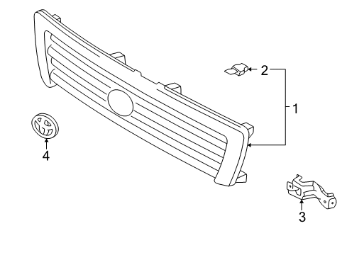 1999 Toyota Tacoma Radiator Grille Assembly Diagram for 53100-04080-C0