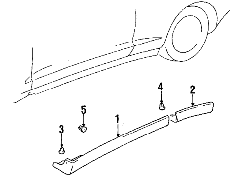 1995 Toyota Celica Exterior Trim - Pillars, Rocker & Floor Diagram