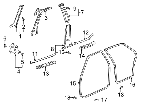 2003 Toyota Prius Plate, Rear Door Scuff, Outside LH Diagram for 67916-47010-B1