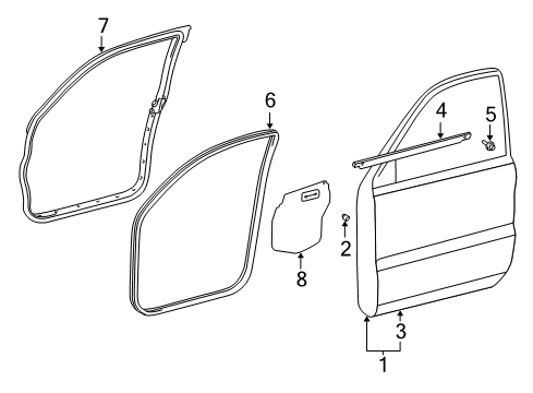 2008 Toyota 4Runner Weatherstrip, Front Door, RH Diagram for 67861-35090