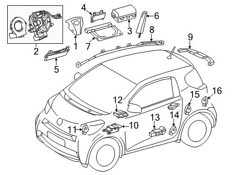 2015 Scion iQ Sensor, Side Air Bag Diagram for 89831-08020